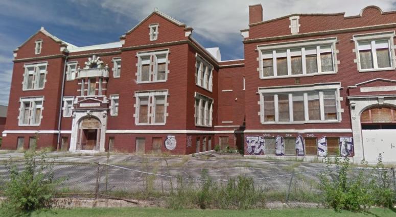 The former Crispus Attucks Elementary is graffitied and rundown